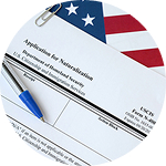 A close-up of a US visa application form