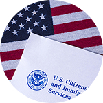U.S. flag alongside immigration documents