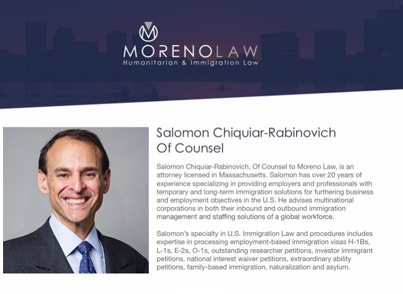 Attorney Salomon Chiquiar-Rabinovich Joins Moreno Law as Of Counsel